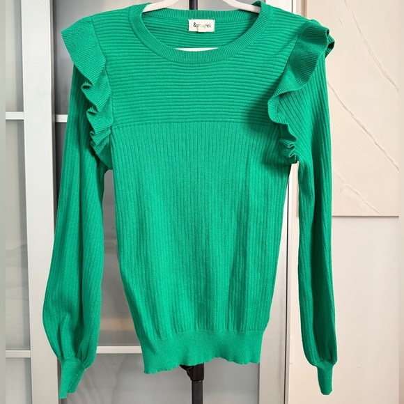 ‼️⚠️Green Ruffled sweater ‼️⚠️ - Picture 3 of 5